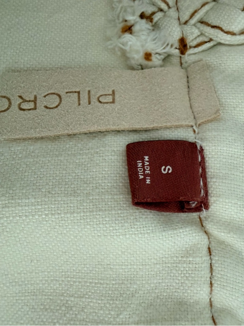 Anthropologie Cream Braided-Trim Tie-Back Crop Top - Picture 4 of 4
